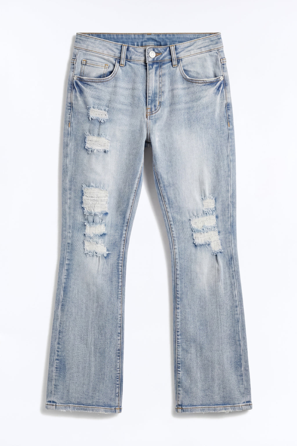 Stacked Skinny Flare Rouge Ripped Jeans - Light Wash - image 2