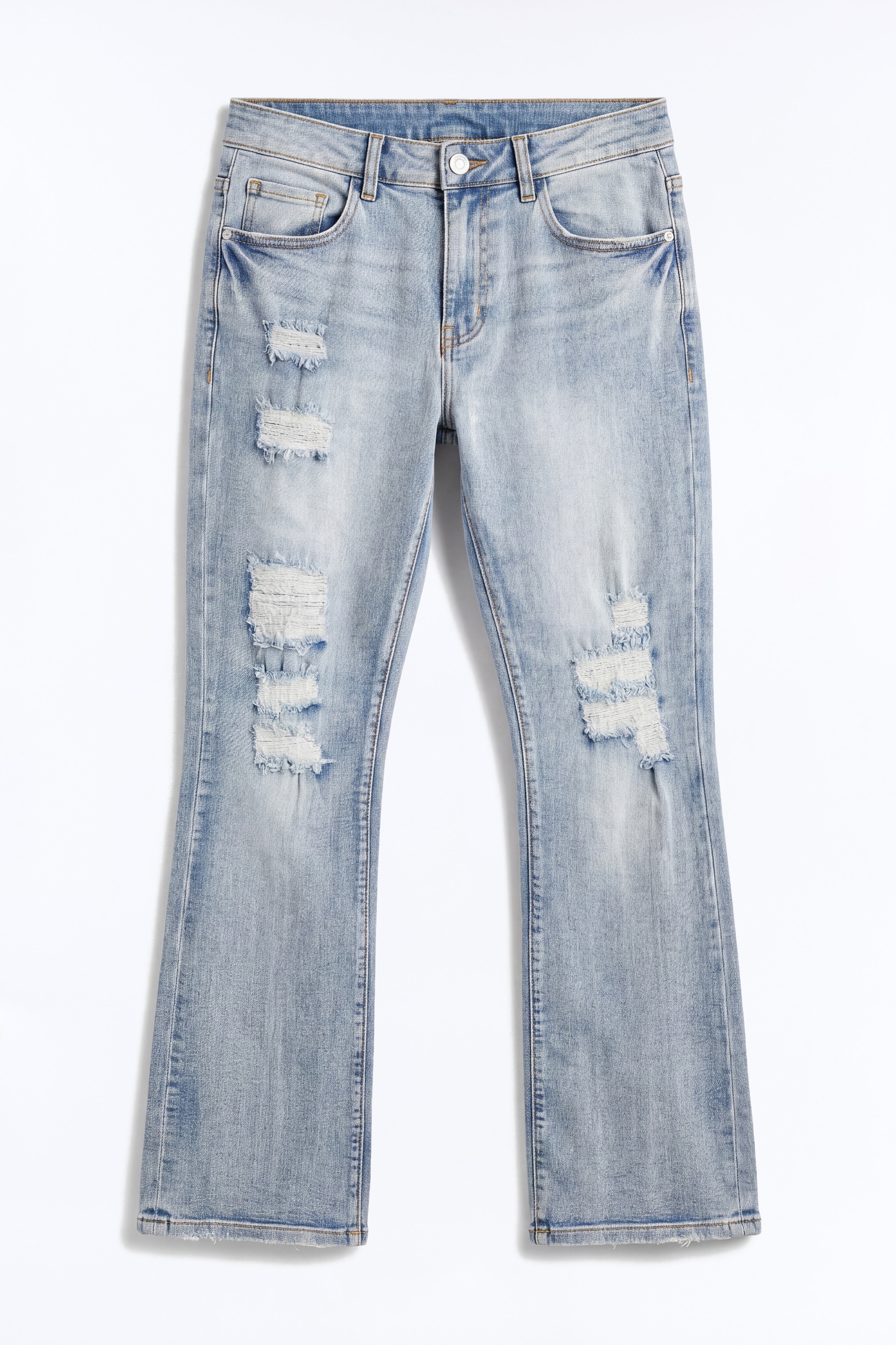 Stacked Skinny Flare Rouge Ripped Jeans - Light Wash - image 2