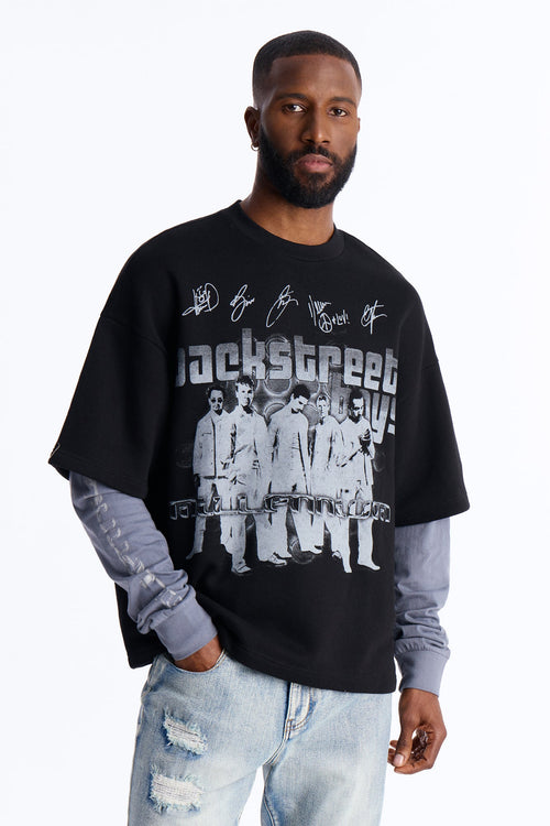 Backstreet Boys Larger Than Life Oversized Fleece Twofer - Black Wash - image 1