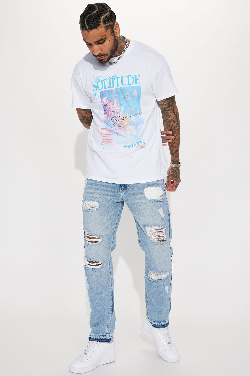 The Individual Ripped Straight Jeans - Medium Blue Wash - image 4