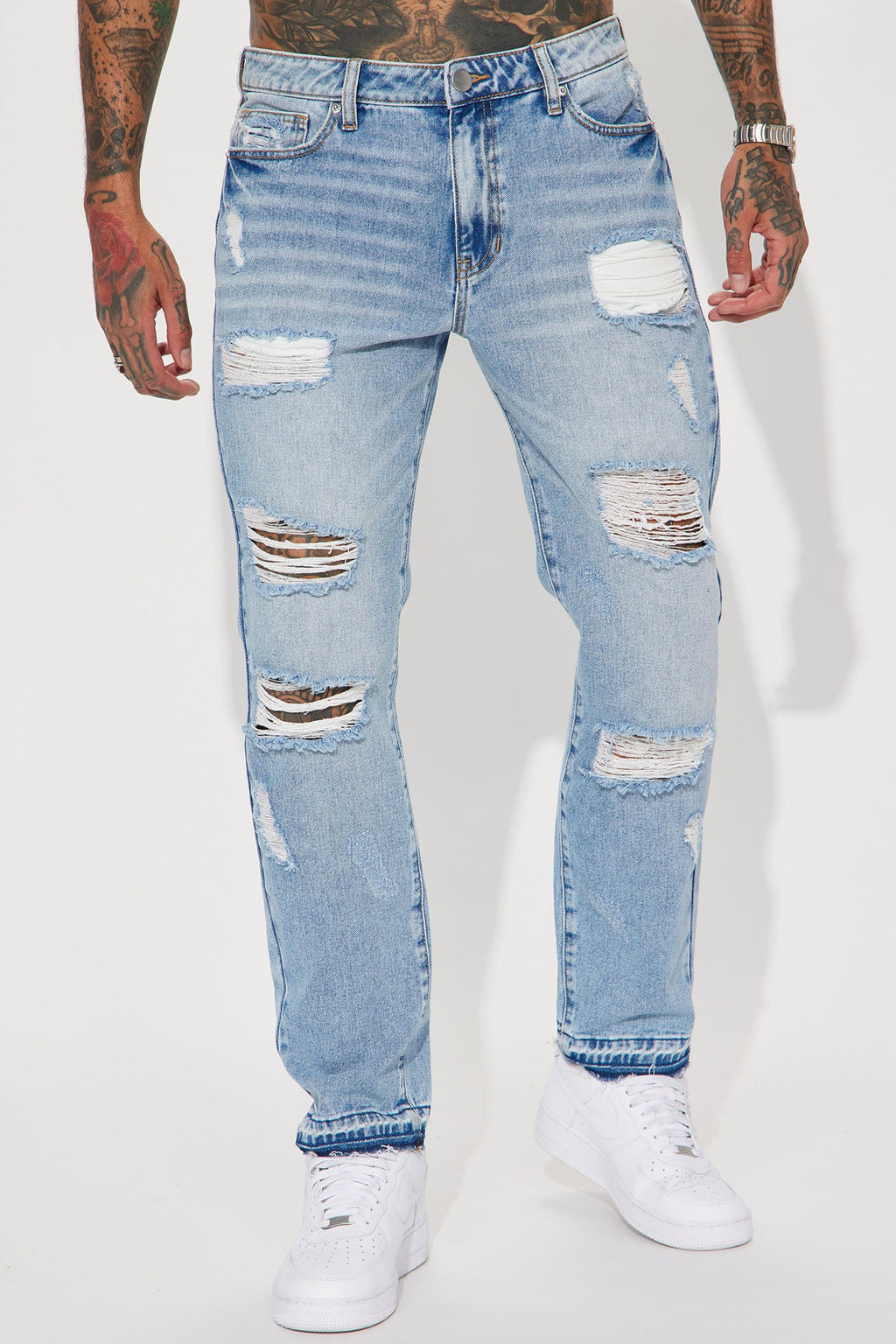 The Individual Ripped Straight Jeans - Medium Blue Wash - image 1