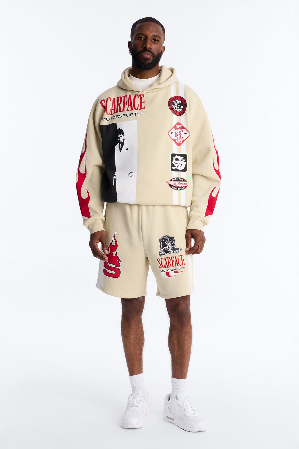 Scarface Embroidery Patch Hoodie - Khaki - image 2