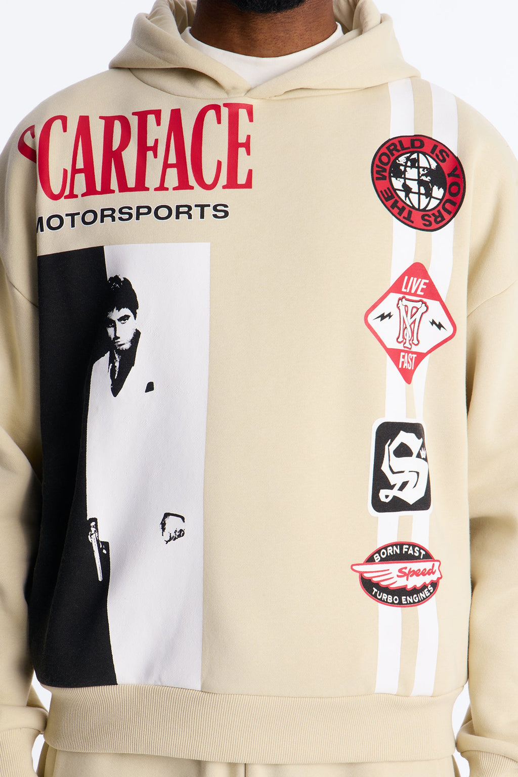 Scarface Embroidery Patch Hoodie - Khaki - image 3