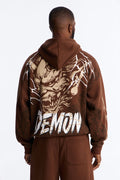Dodge Demon Oni Mask Oversized Hoodie - Brown - image 1