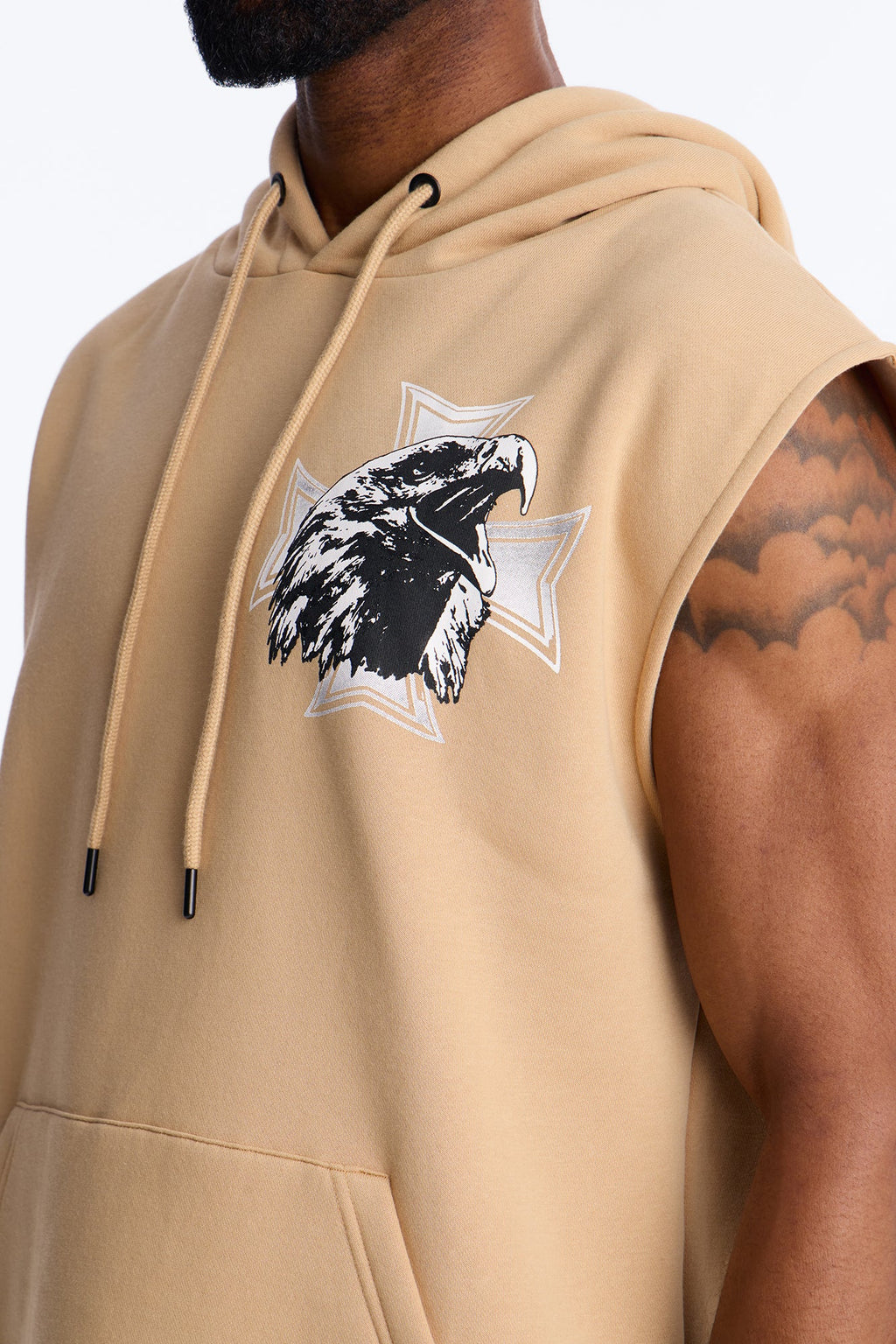 Fly Eagles Sleeveless Hoodie - Khaki - image 3