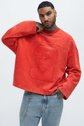 Kyle Long Sleeve Oversized Tee - Red - image 1