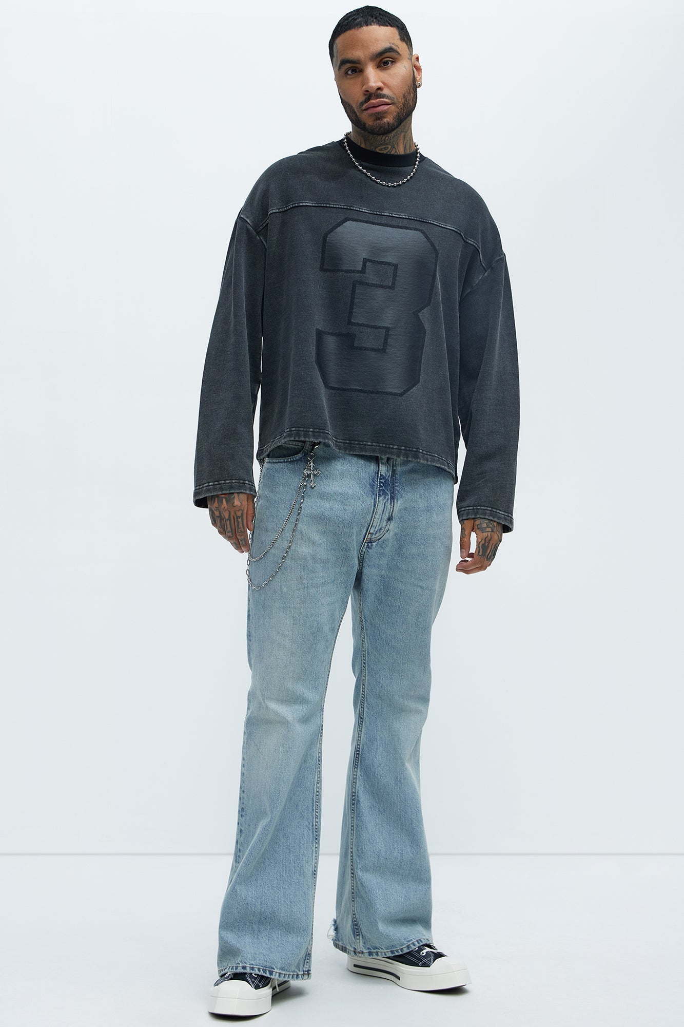 Kyle Long Sleeve Oversized Tee - Black Wash - image 2