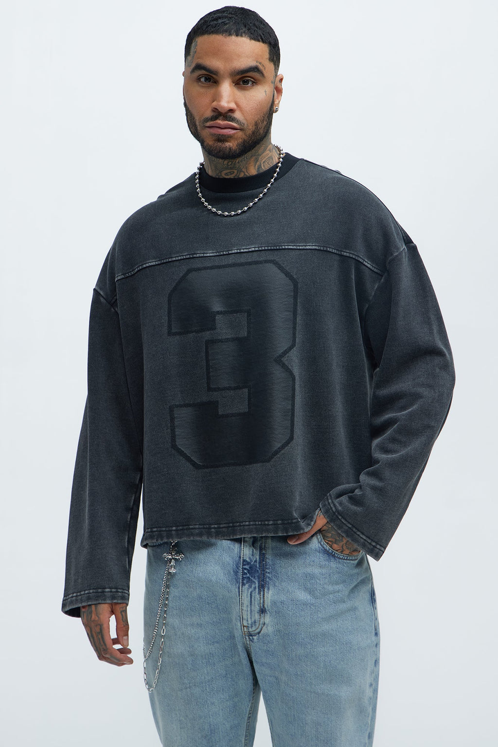 Kyle Long Sleeve Oversized Tee - Black Wash - image 1