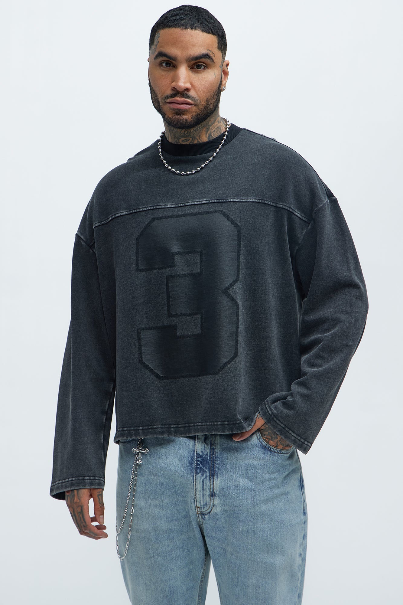 Kyle Long Sleeve Oversized Tee - Black Wash - image 1