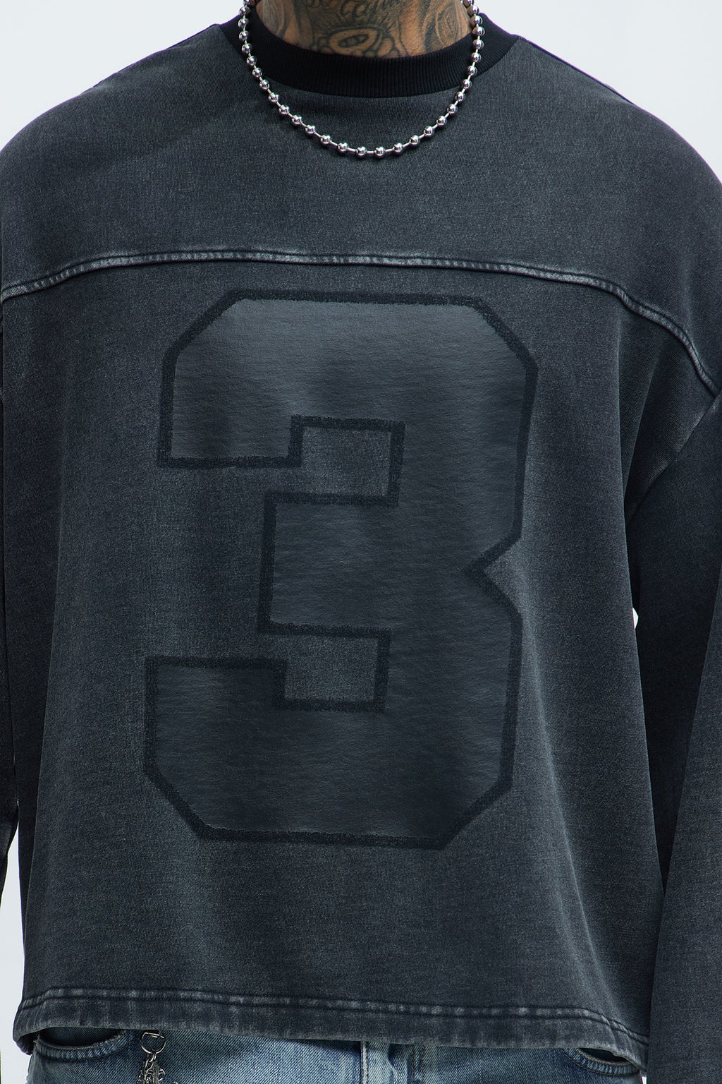 Kyle Long Sleeve Oversized Tee - Black Wash - image 3