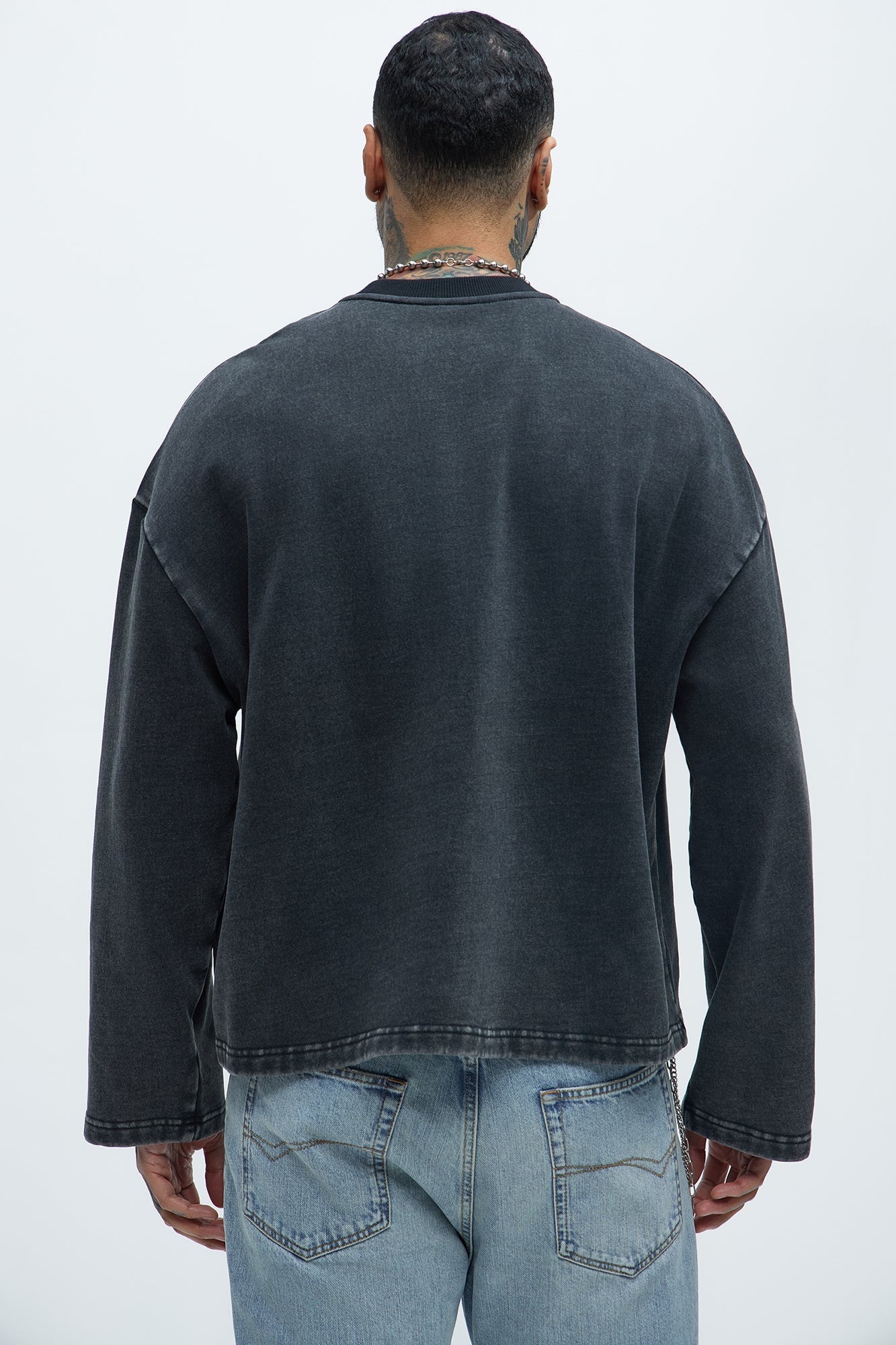 Kyle Long Sleeve Oversized Tee - Black Wash - image 4