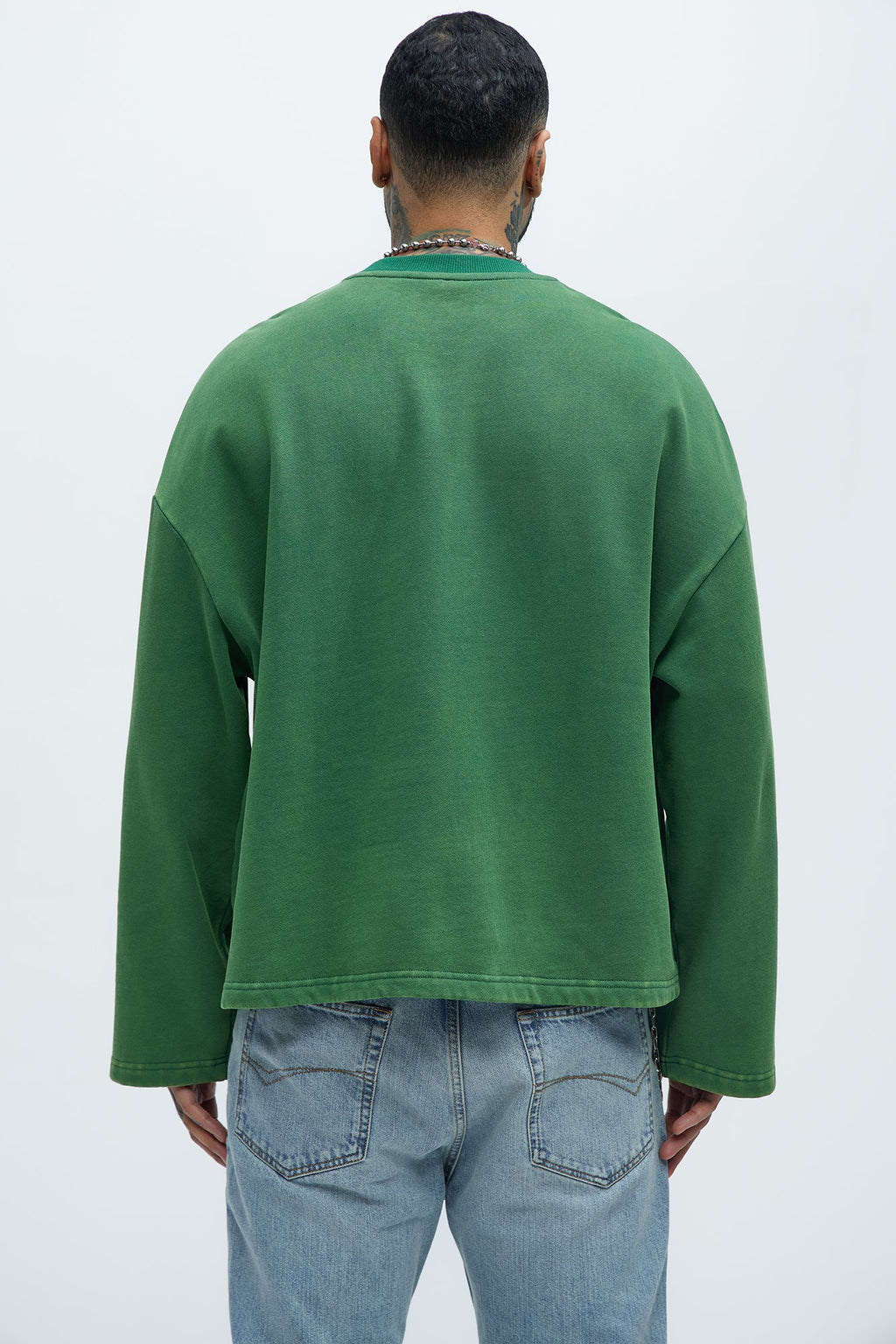 Kyle Long Sleeve Oversized Tee - Green - image 4
