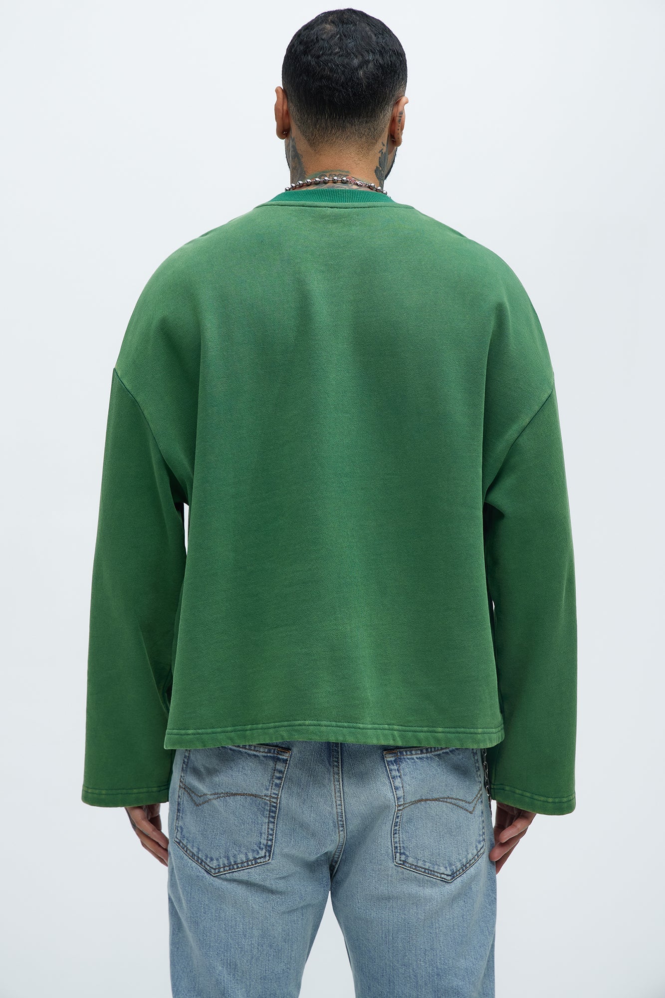 Kyle Long Sleeve Oversized Tee - Green - image 4
