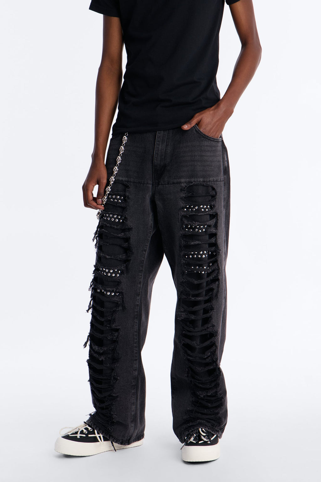 Baggy Studded Mayhem Jean - Black Wash - image 1
