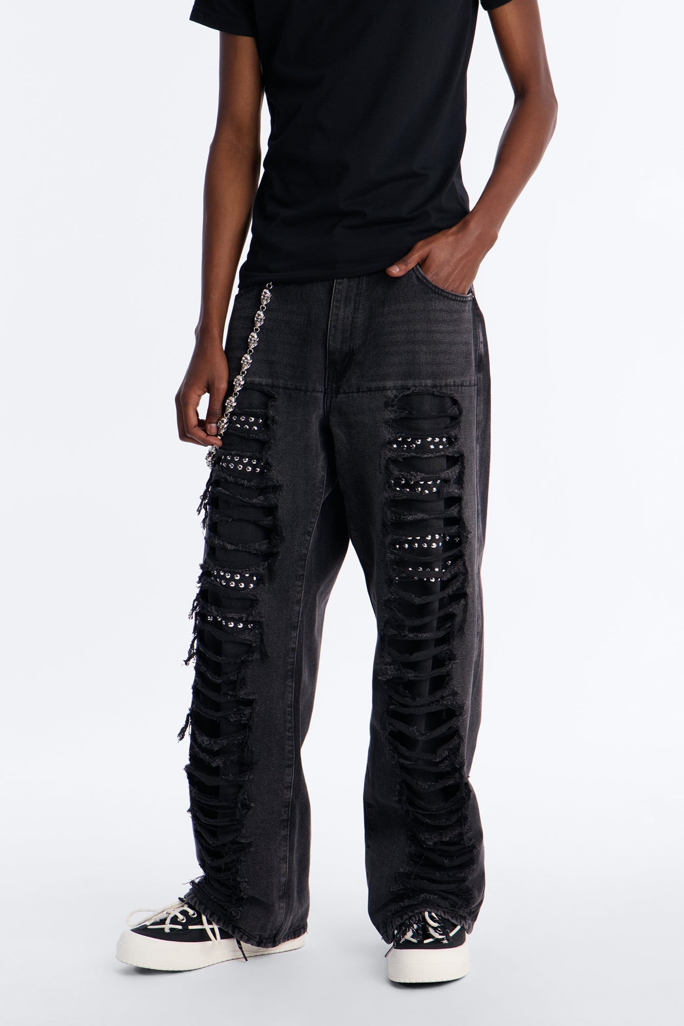 Baggy Studded Mayhem Jean - Black Wash - image 1
