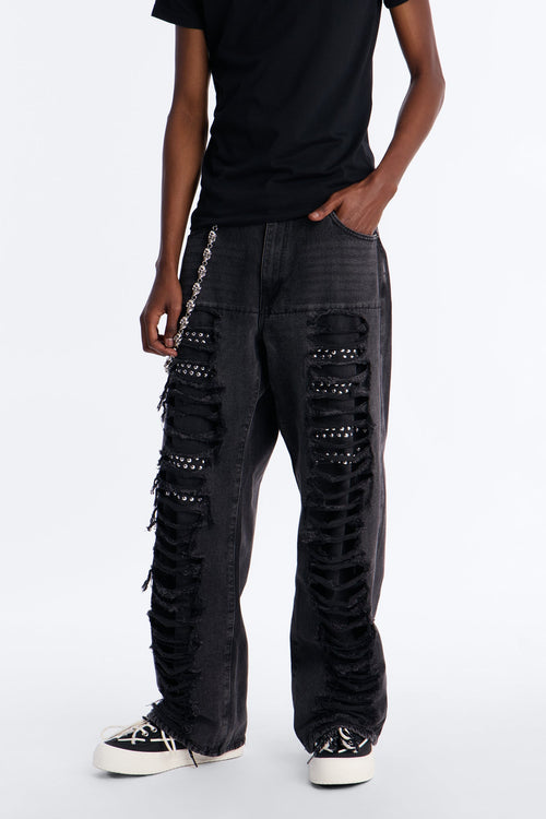 Baggy Studded Mayhem Jean - Black Wash - image 1