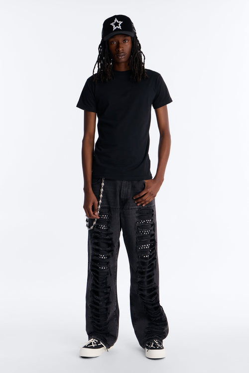 Baggy Studded Mayhem Jean - Black Wash - image 2