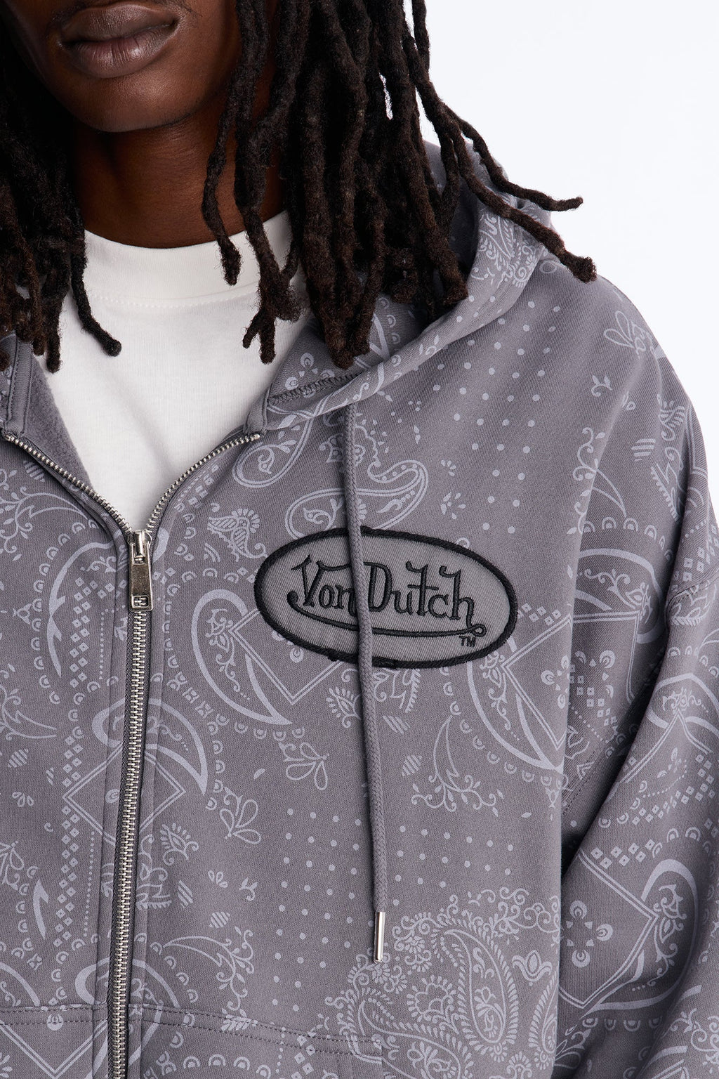 Von Dutch Chain Stitched Zip Up Hoodie - Charcoal - image 3