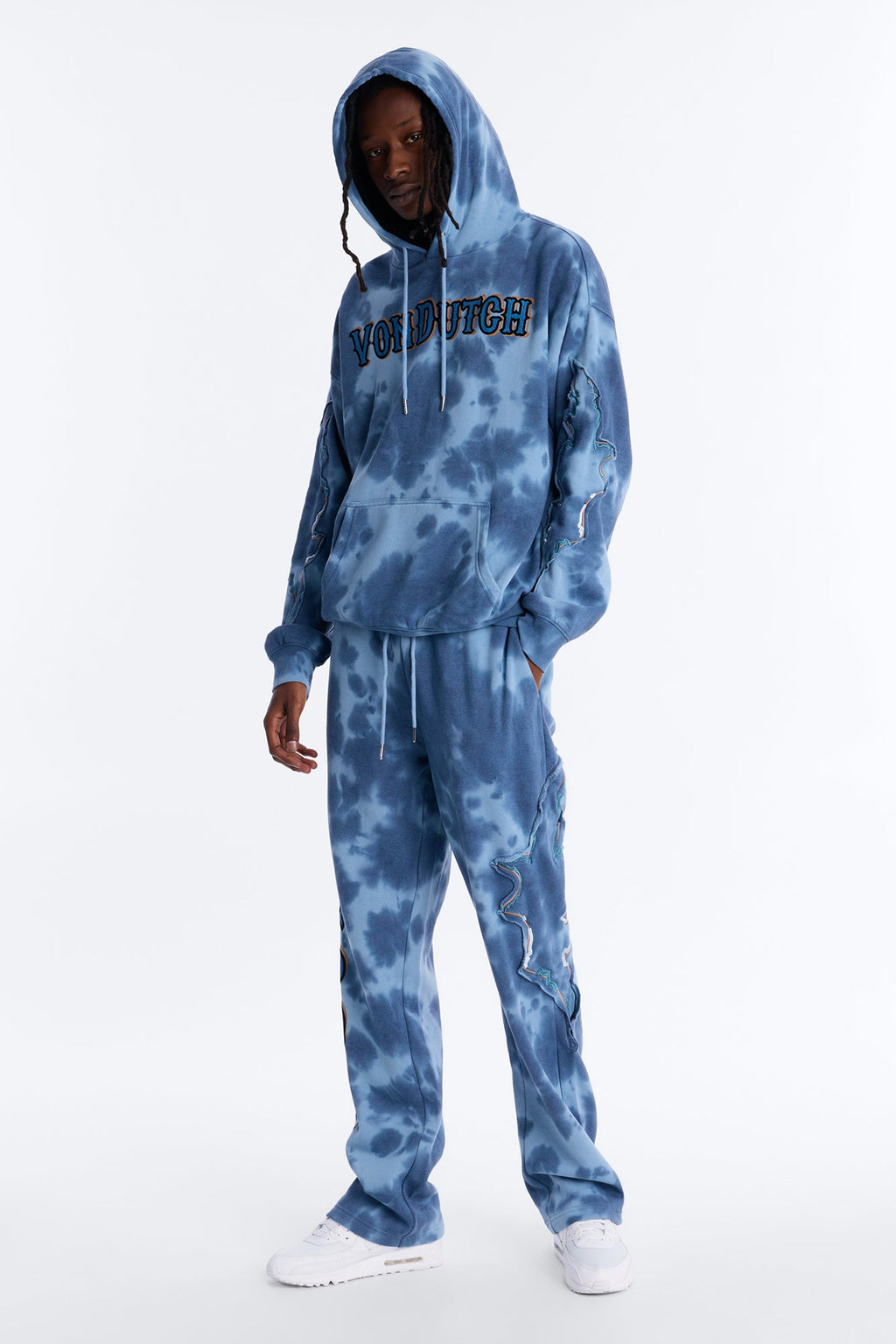 Von Dutch Outlaw Bleach Dyed Raw Edge Hoodie - Blue - image 2
