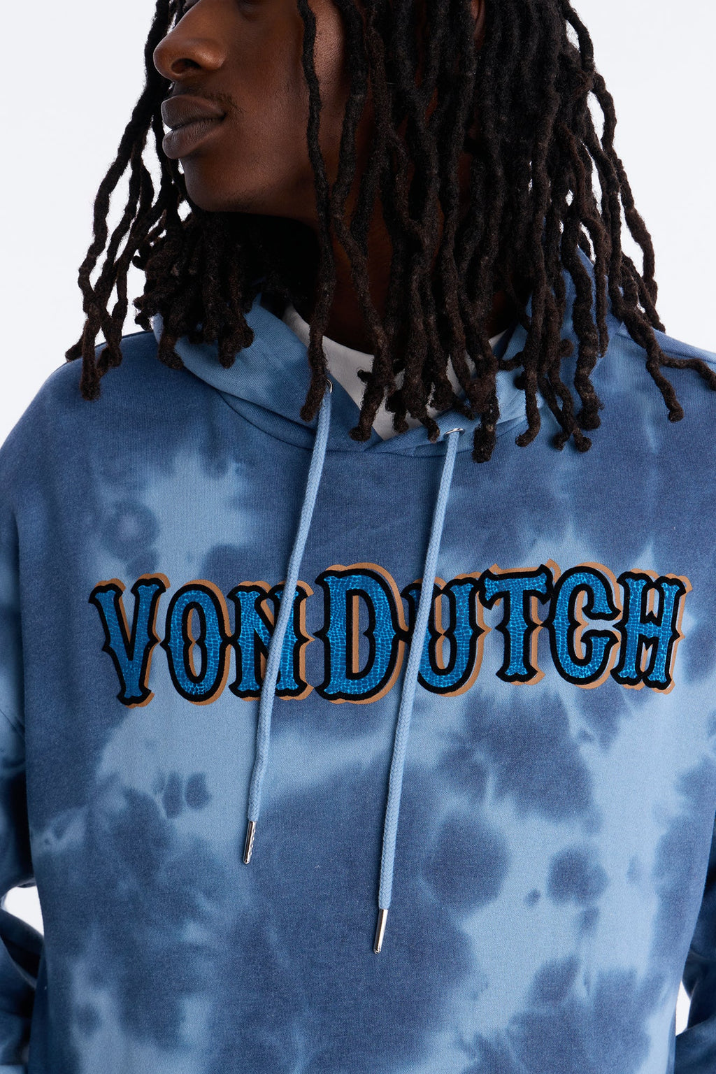 Von Dutch Outlaw Bleach Dyed Raw Edge Hoodie - Blue - image 3