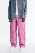 Baggy Frayed Illusions Jean - Pink - image 1