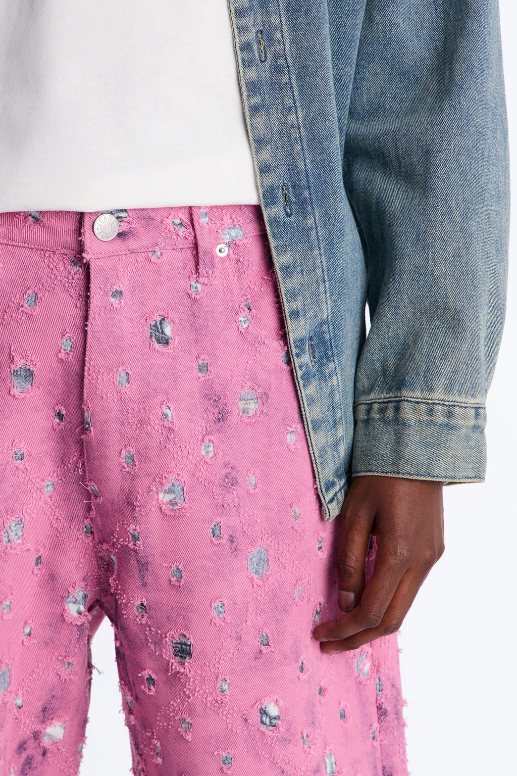 Baggy Frayed Illusions Jean - Pink - image 3