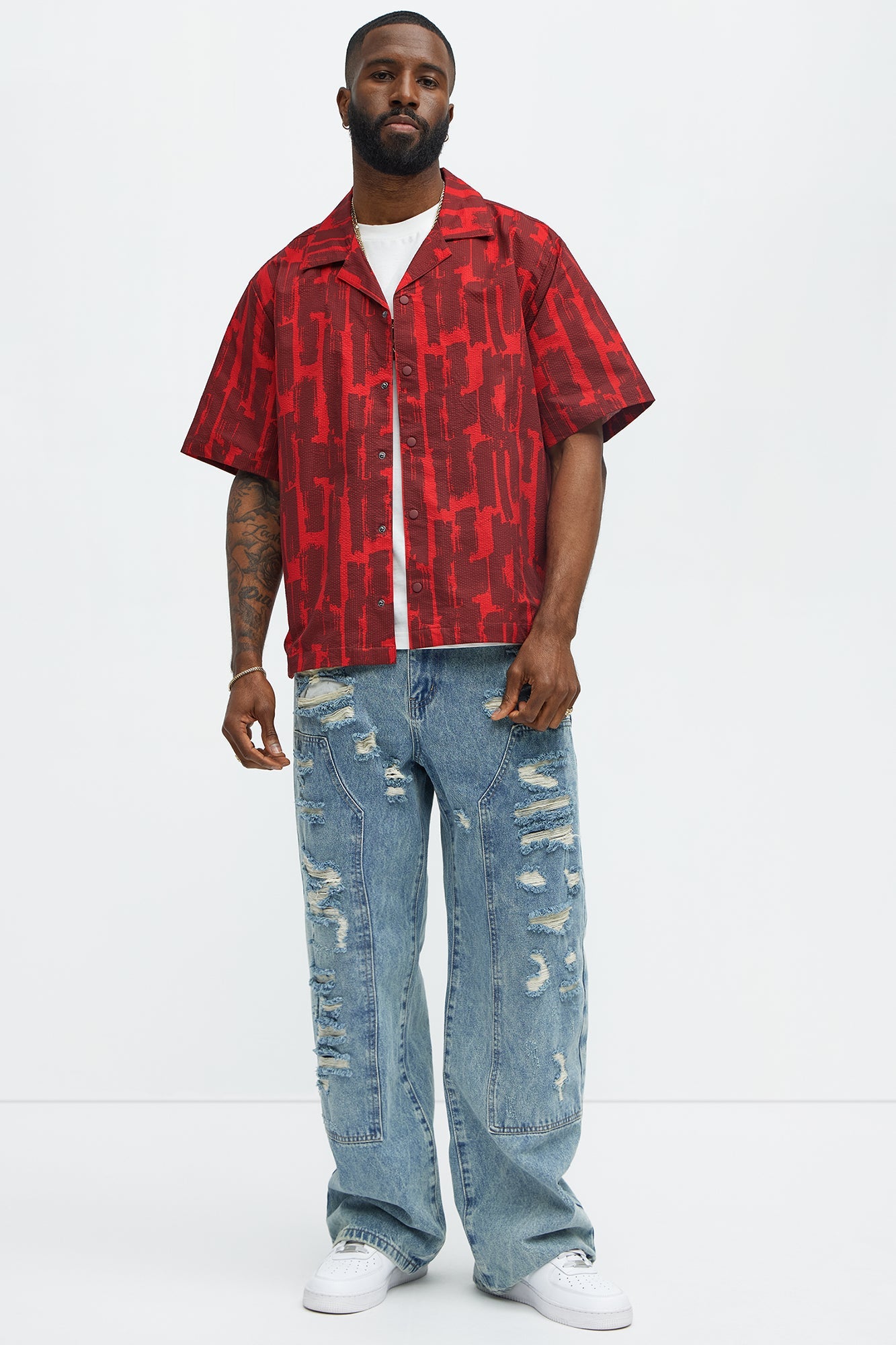 Be About It Distressed Carpenter Baggy Jeans - Light Wash - image 2