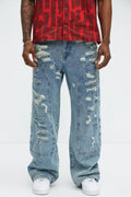 Be About It Distressed Carpenter Baggy Jeans - Light Wash - image 1