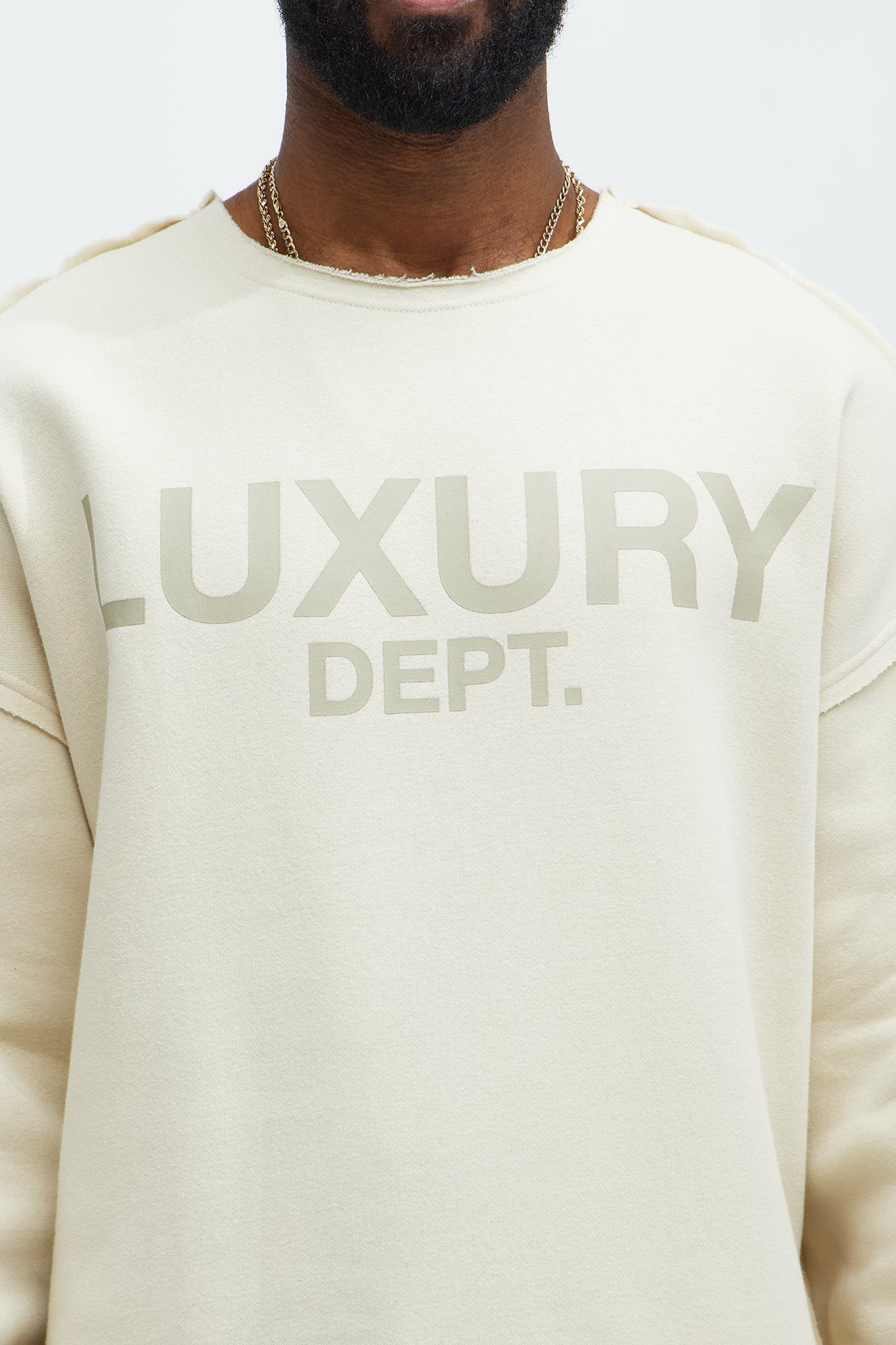 Tyson Luxury Dept Frayed Oversized Sweatshirt - Cream - image 4