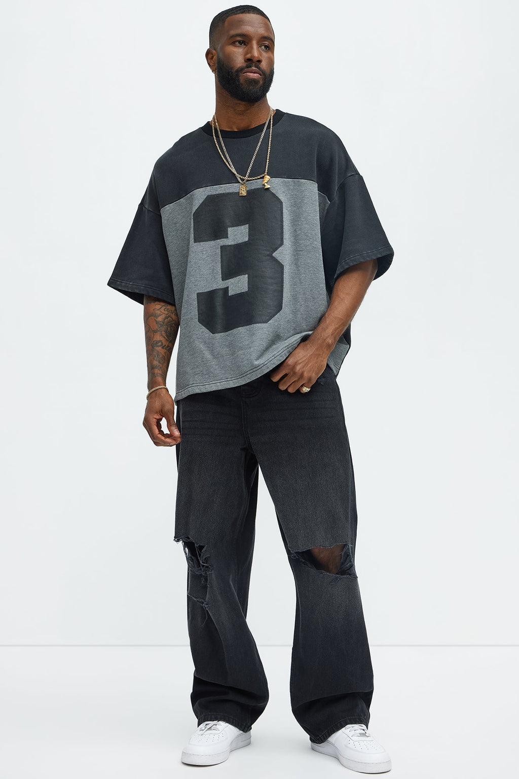 Kyle Color Block Oversized Tee - Black/combo - image 2