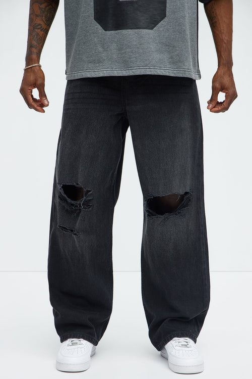 Alvarez Distressed Baggy Jeans - Black Wash - image 1