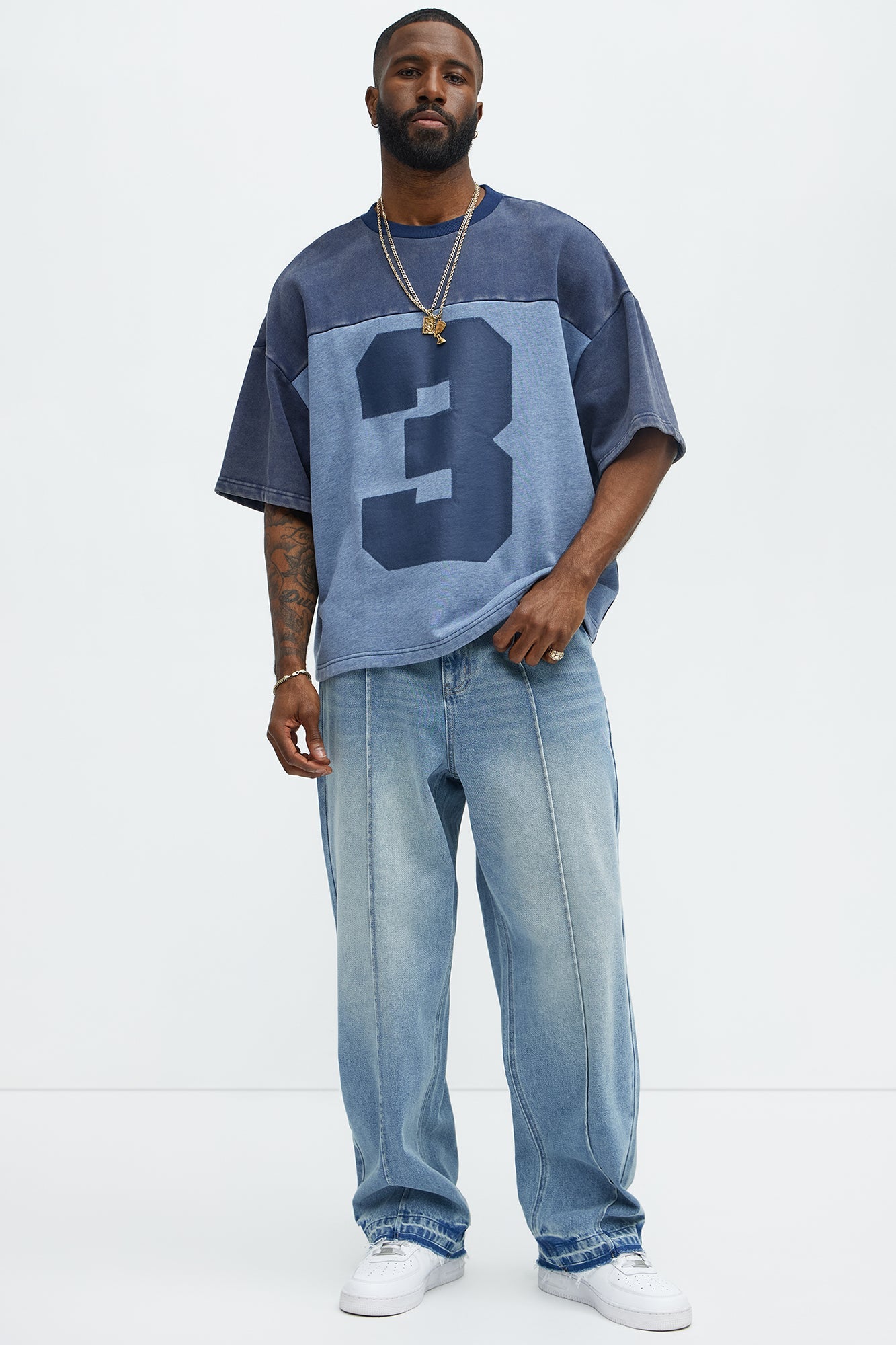 Kyle Color Block Oversized Tee - Navy/combo - image 2