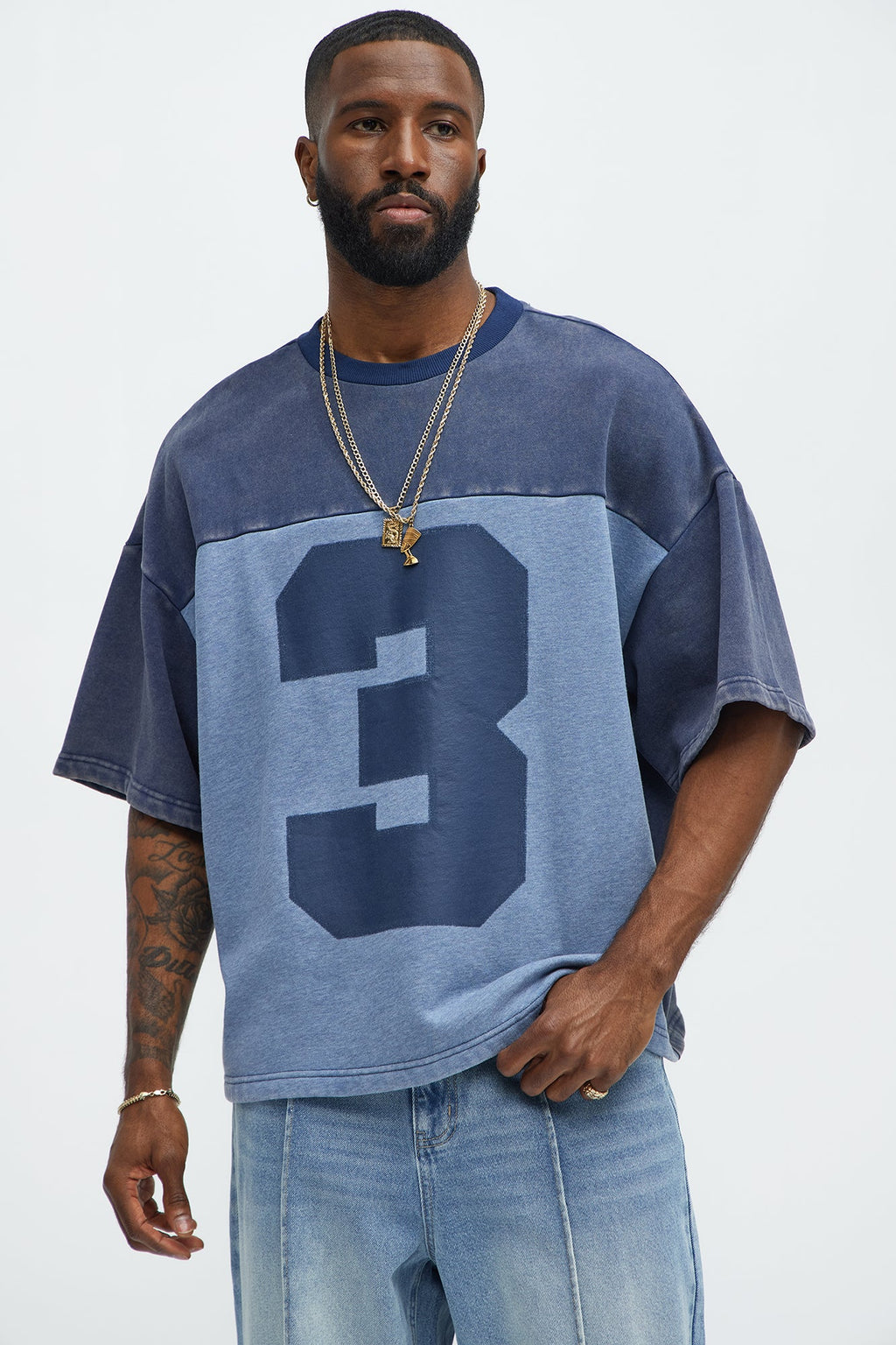 Kyle Color Block Oversized Tee - Navy/combo - image 1