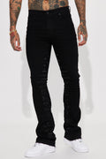 Ruthless Embroidered Stacked Skinny Flare Jeans - Black - image 1