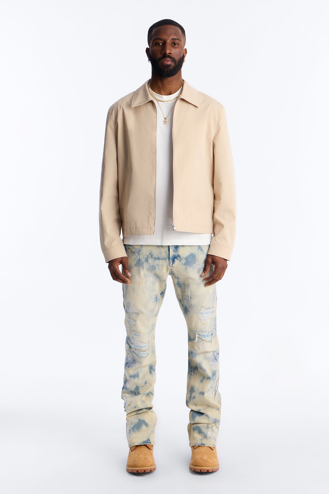 Stacked Skinny Flare Jeweled Storm Jean - Vintage Wash - image 2