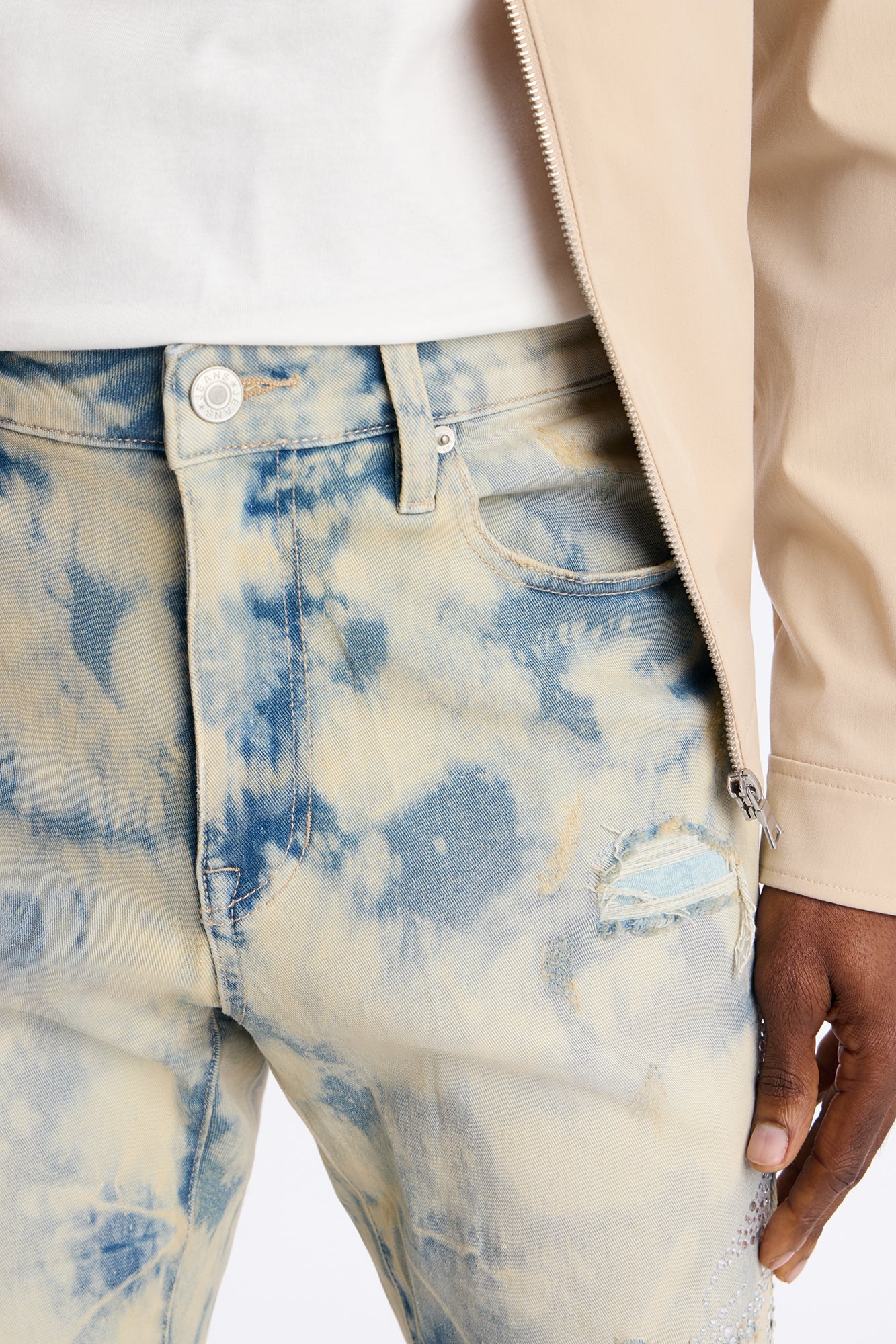 Stacked Skinny Flare Jeweled Storm Jean - Vintage Wash - image 3