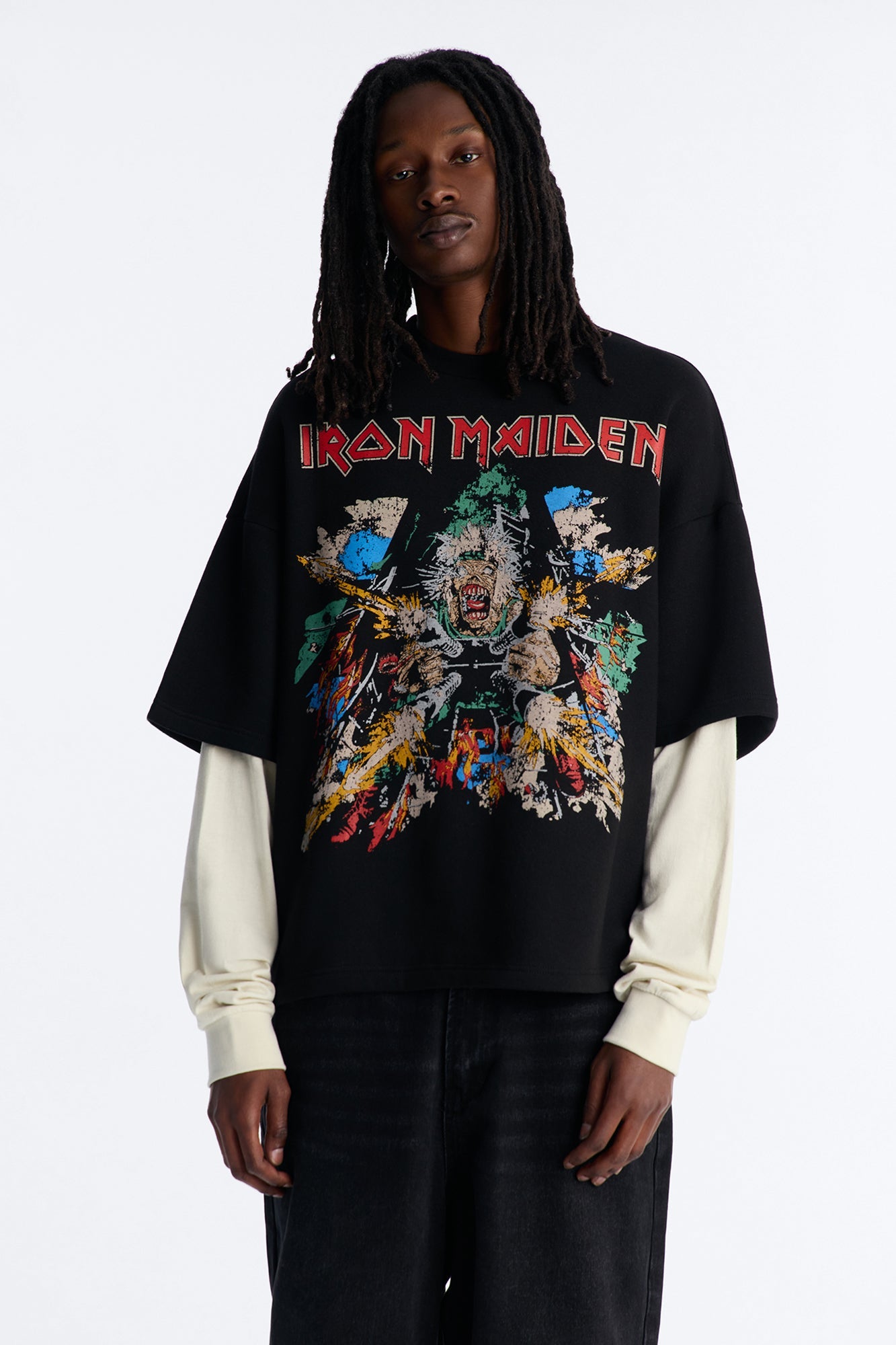 Iron Maiden Tailgunner Oversized Fleece Twofer - Black Wash - image 1