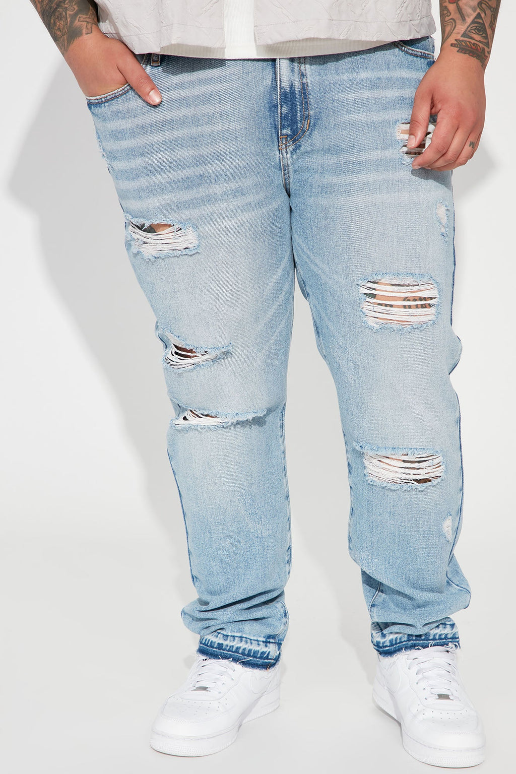 The Individual Ripped Straight Jeans - Medium Blue Wash - image 3