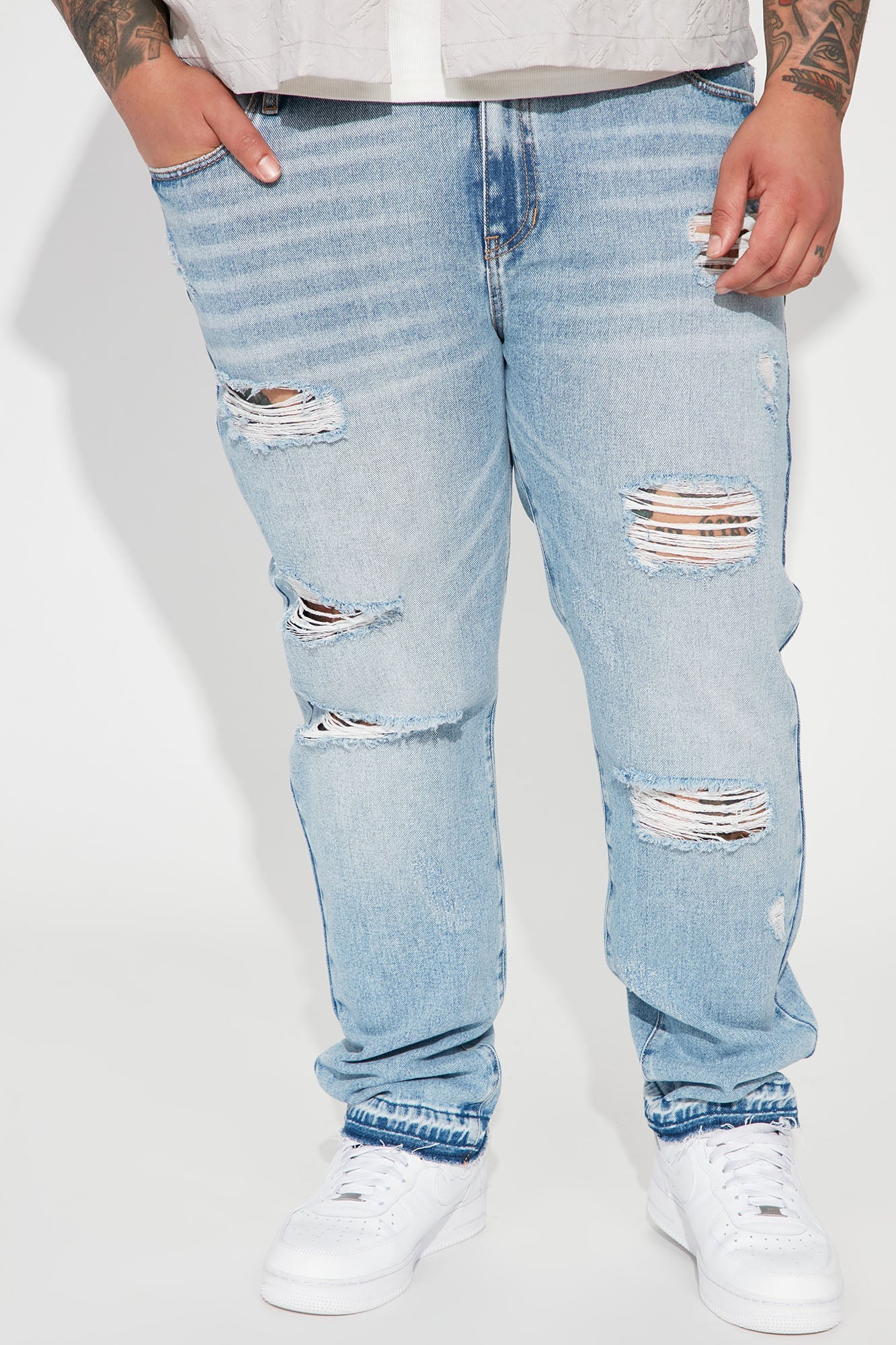 The Individual Ripped Straight Jeans - Medium Blue Wash - image 3