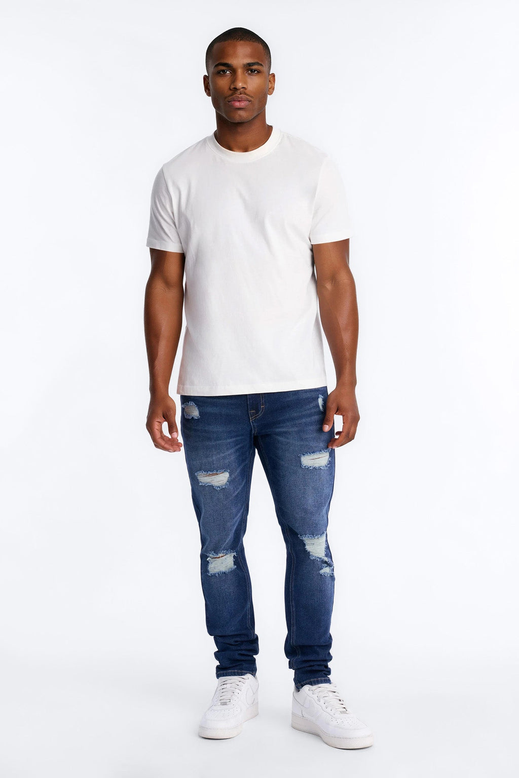 Essential Destroyed Skinny Stretch Jean - Dark Wash - image 2