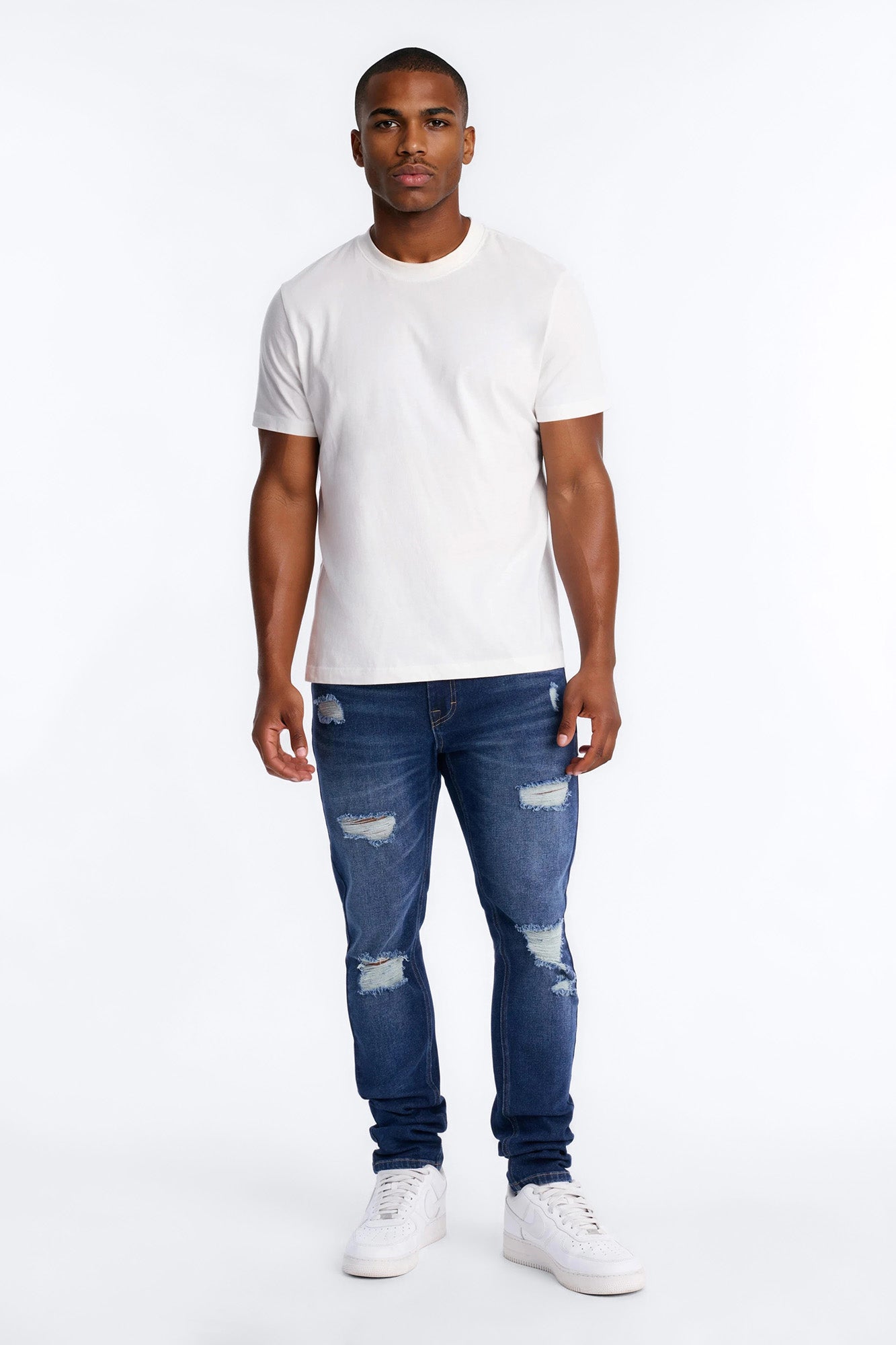 Essential Destroyed Skinny Stretch Jean - Dark Wash - image 2