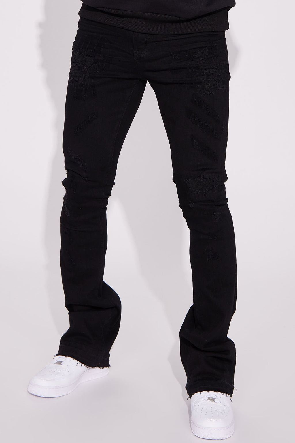 Do You Mind Stacked Skinny Flare Jeans - Black - image 1