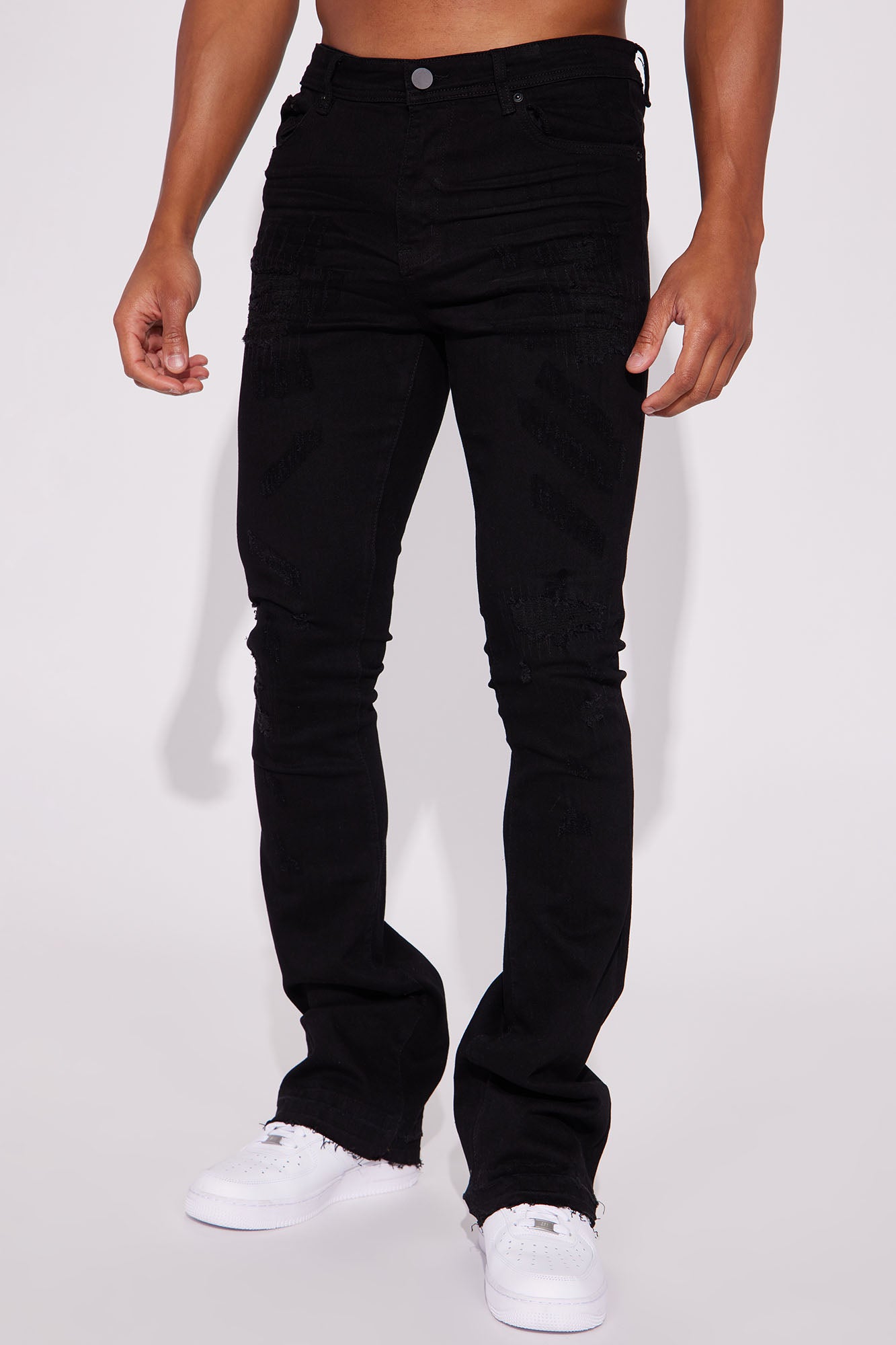 Do You Mind Stacked Skinny Flare Jeans - Black - image 3