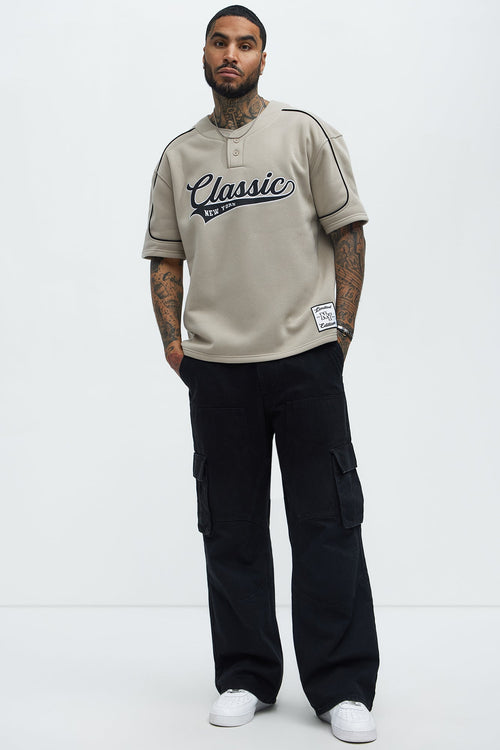 Classic New York Short Sleeve Henley - Stone - image 2