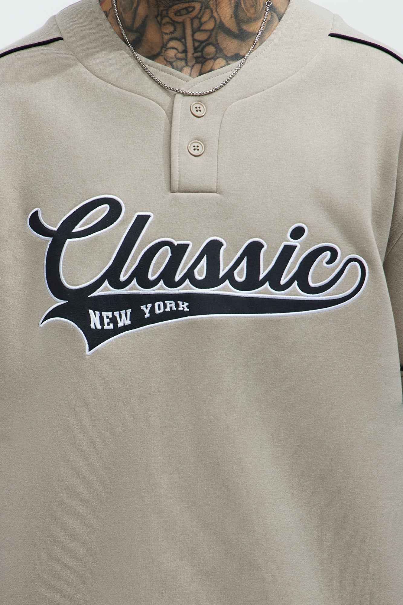Classic New York Short Sleeve Henley - Stone - image 3