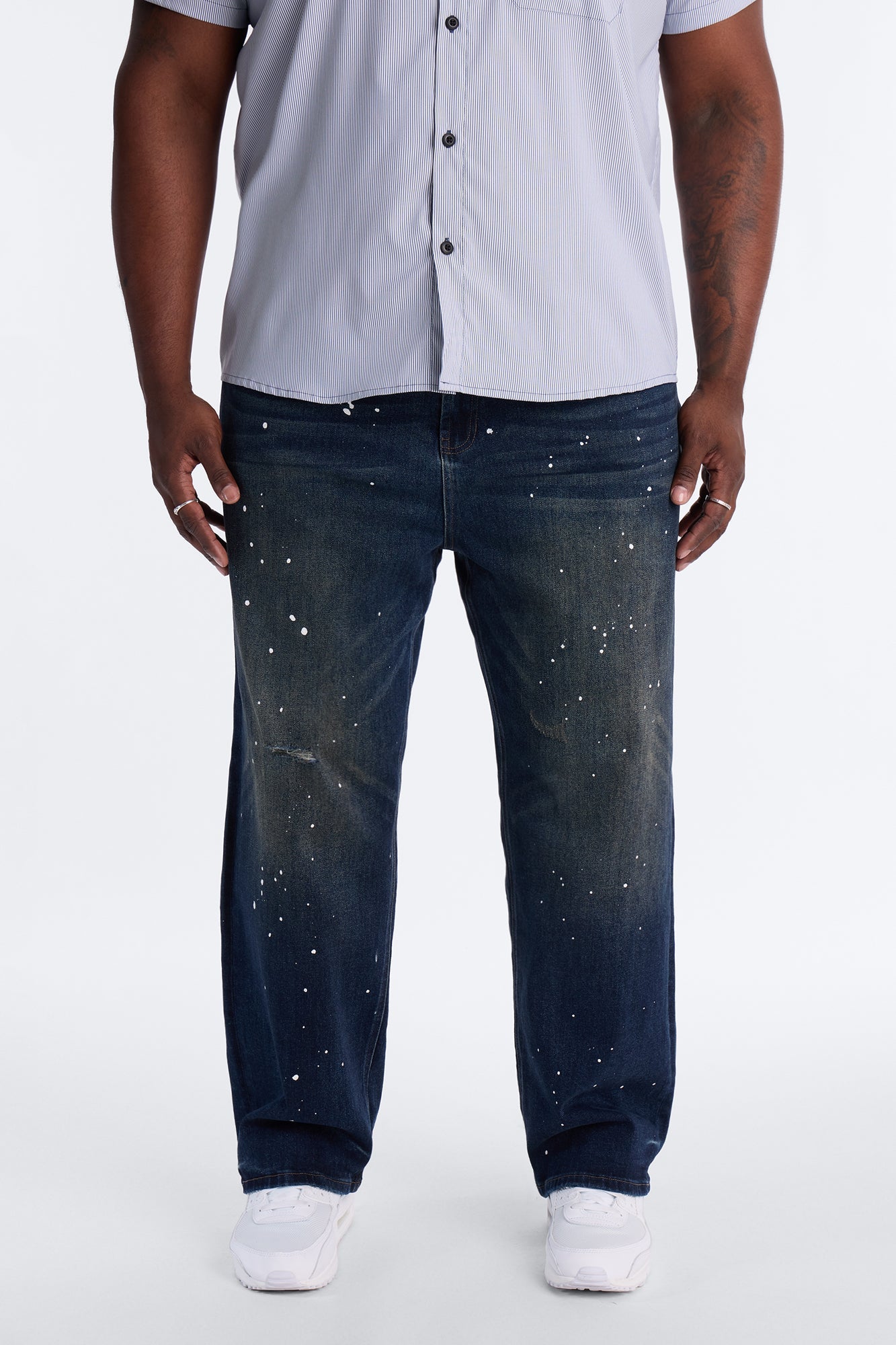 In The Paint Splat Baggy Jeans - Dark Wash - image 4