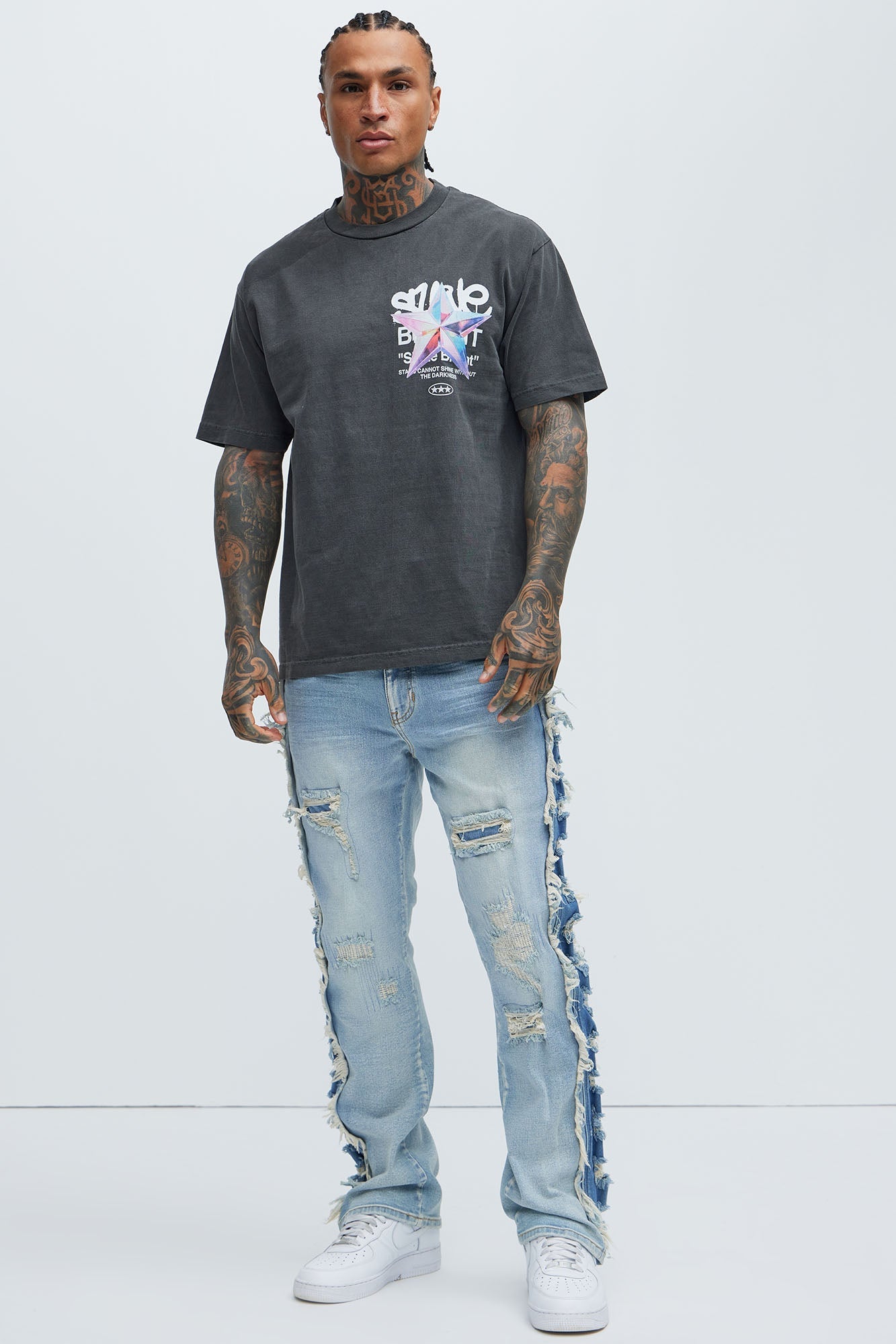 Track Stacked Skinny Flare Jeans - Medium Blue Wash - image 3