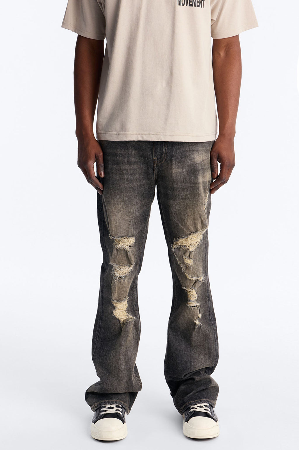Stacked Slim Flare Make It Distressed Jean - Black Wash - image 1