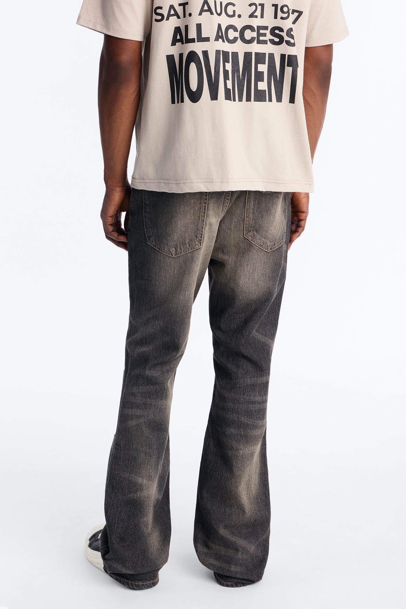 Stacked Slim Flare Make It Distressed Jean - Black Wash - image 4