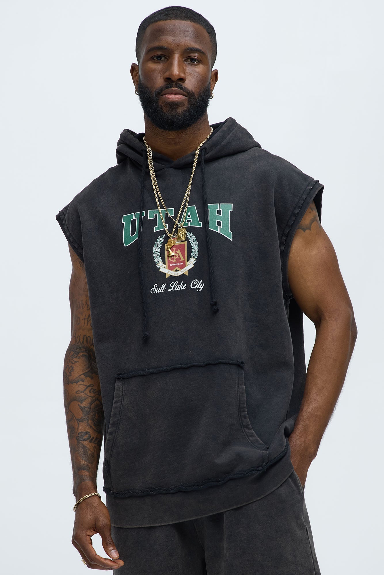 Utah Sleeveless Hoodie - Black - image 1